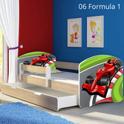 Dječji krevet ACMA s motivom, bočna sonoma + ladica 160x80 cm 06 Formula 1