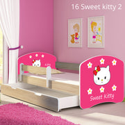Dječji krevet ACMA s motivom, bočna sonoma + ladica 180x80 cm 16 Sweet Kitty 2