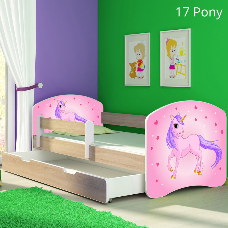 Dječji krevet ACMA s motivom, bočna sonoma + ladica 180x80 cm 17 Pony