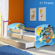 Dječji krevet ACMA s motivom, bočna sonoma + ladica 140x70 cm 21 Pirates