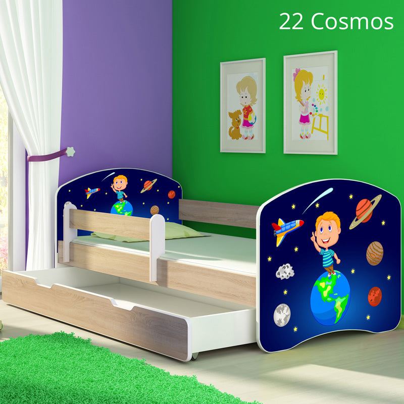 Dječji krevet ACMA s motivom, bočna sonoma + ladica 180x80 cm 22 Cosmos