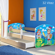 Dječji krevet ACMA s motivom, bočna sonoma + ladica 160x80 cm 32 Knight