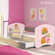 Dječji krevet ACMA s motivom, bočna sonoma + ladica 160x80 cm 33 Cats