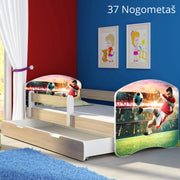 Dječji krevet ACMA s motivom, bočna sonoma + ladica 160x80 cm 37 Nogometaš