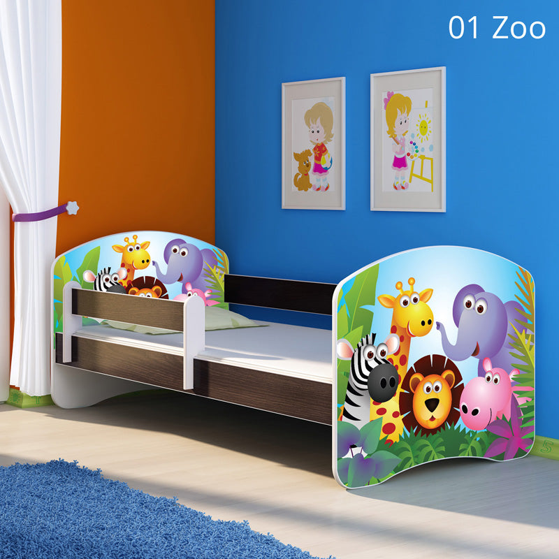Dječji krevet ACMA s motivom, bočna wenge 160x80 cm 01 Zoo