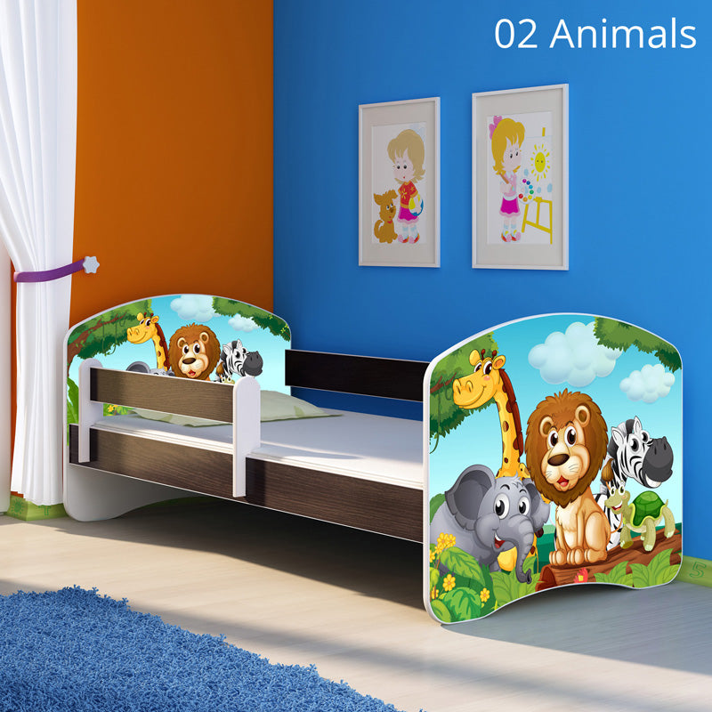 Dječji krevet ACMA s motivom, bočna wenge 160x80 cm 02 Animals
