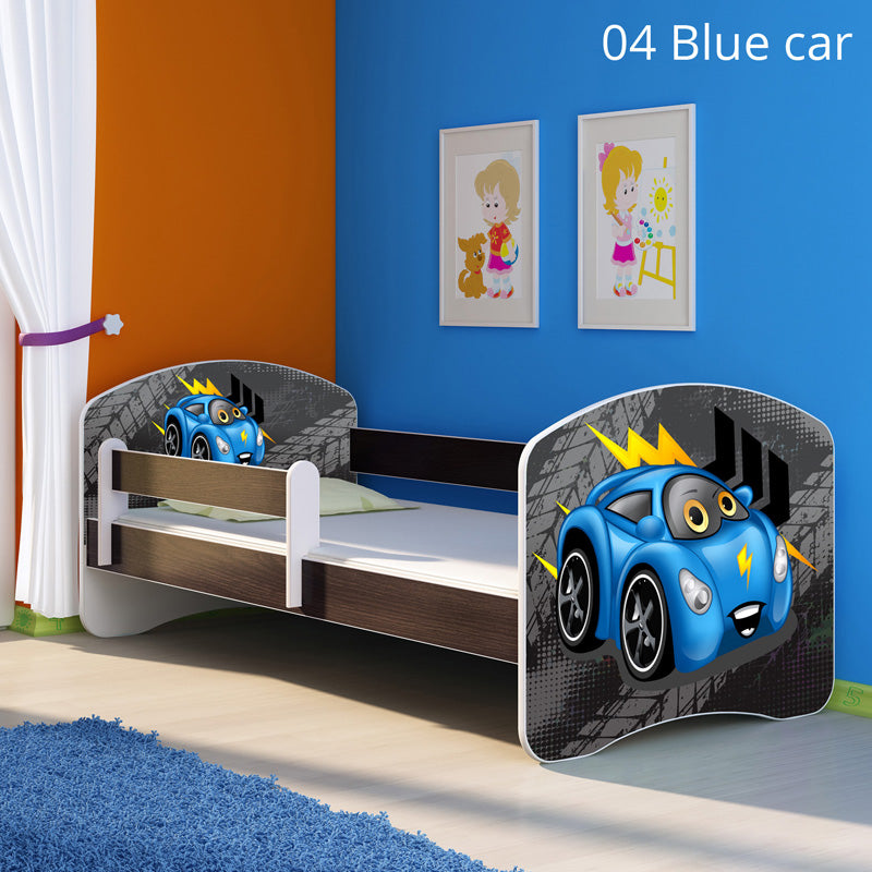 Dječji krevet ACMA s motivom, bočna wenge 140x70 cm 04 Blue Car