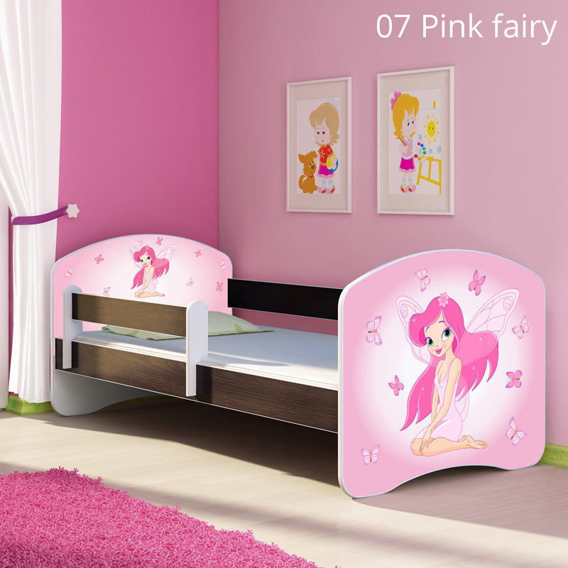 Dječji krevet ACMA s motivom, bočna wenge 140x70 cm 07 Pink Fairy