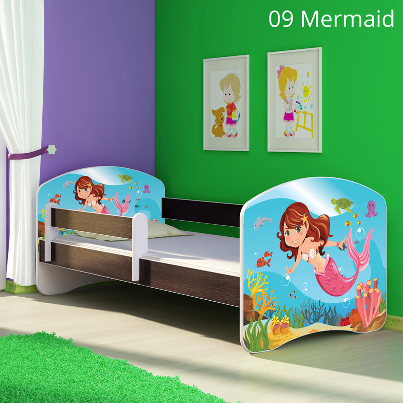 Dječji krevet ACMA s motivom, bočna wenge 140x70 cm 09 Mermaid