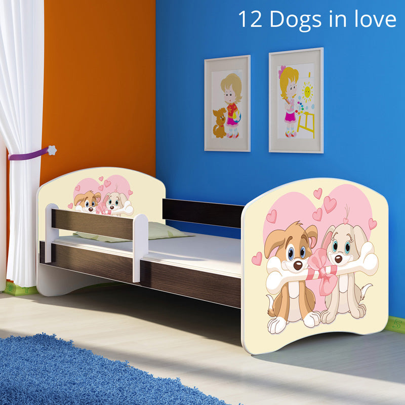 Dječji krevet ACMA s motivom, bočna wenge 180x80 cm 12 Dogs in Love