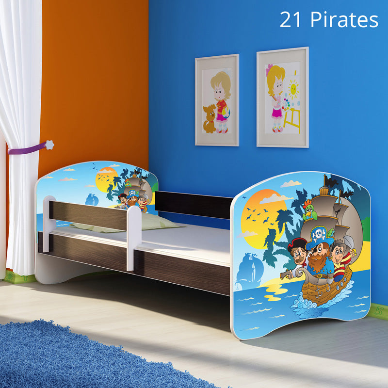 Dječji krevet ACMA s motivom, bočna wenge 140x70 cm 21 Pirates