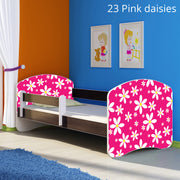 Dječji krevet ACMA s motivom, bočna wenge 160x80 cm 23 Pink Daisy