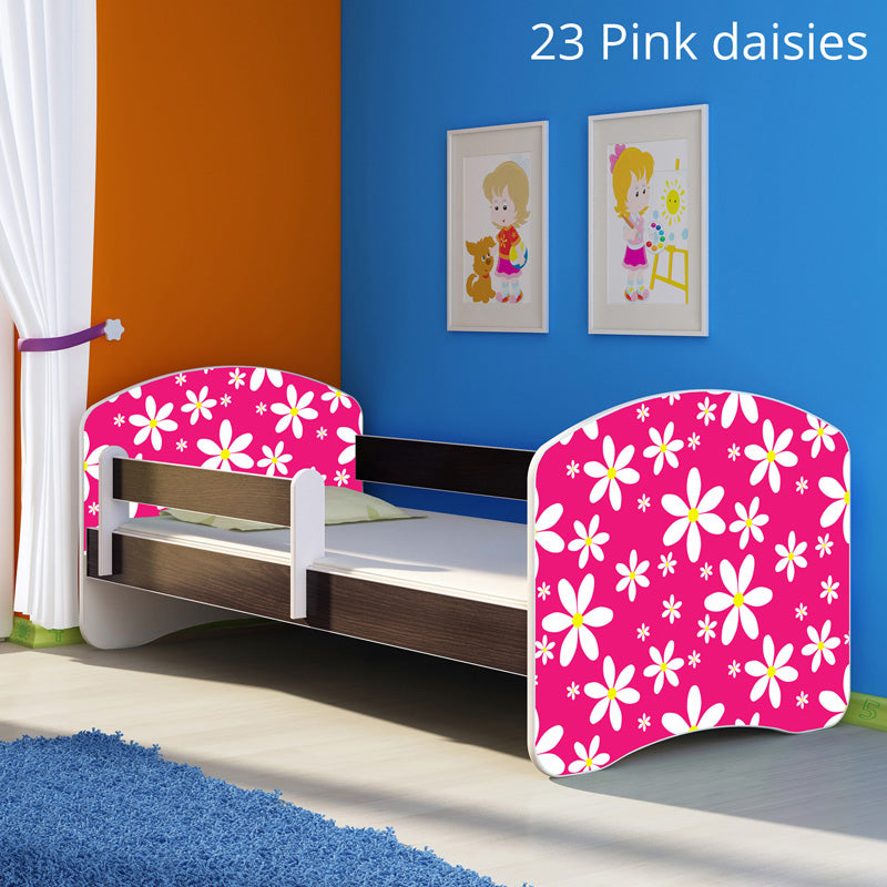 Dječji krevet ACMA s motivom, bočna wenge 160x80 cm 23 Pink Daisy