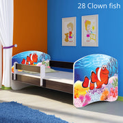 Dječji krevet ACMA s motivom, bočna wenge 140x70 cm 28 Clown Fish
