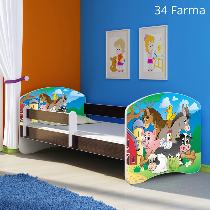 Dječji krevet ACMA s motivom, bočna wenge 160x80 cm 34 Farm