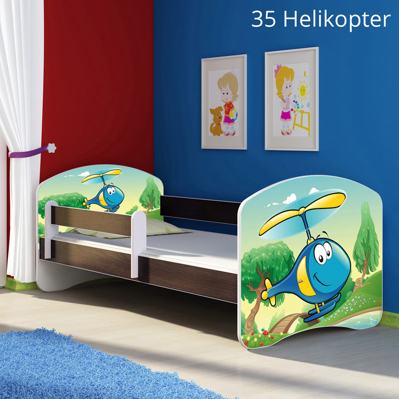 Dječji krevet ACMA s motivom, bočna wenge 180x80 cm 35 Helikopter
