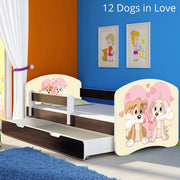 Dječji krevet ACMA s motivom, bočna wenge + ladica 180x80 cm 12 Dogs in Love