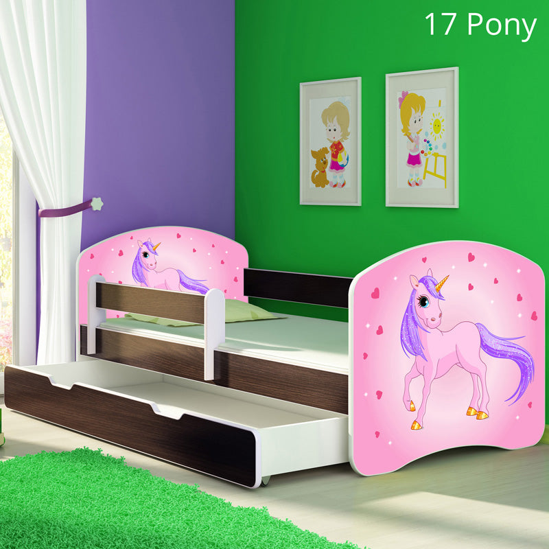 Dječji krevet ACMA s motivom, bočna wenge + ladica 180x80 cm 17 Pony