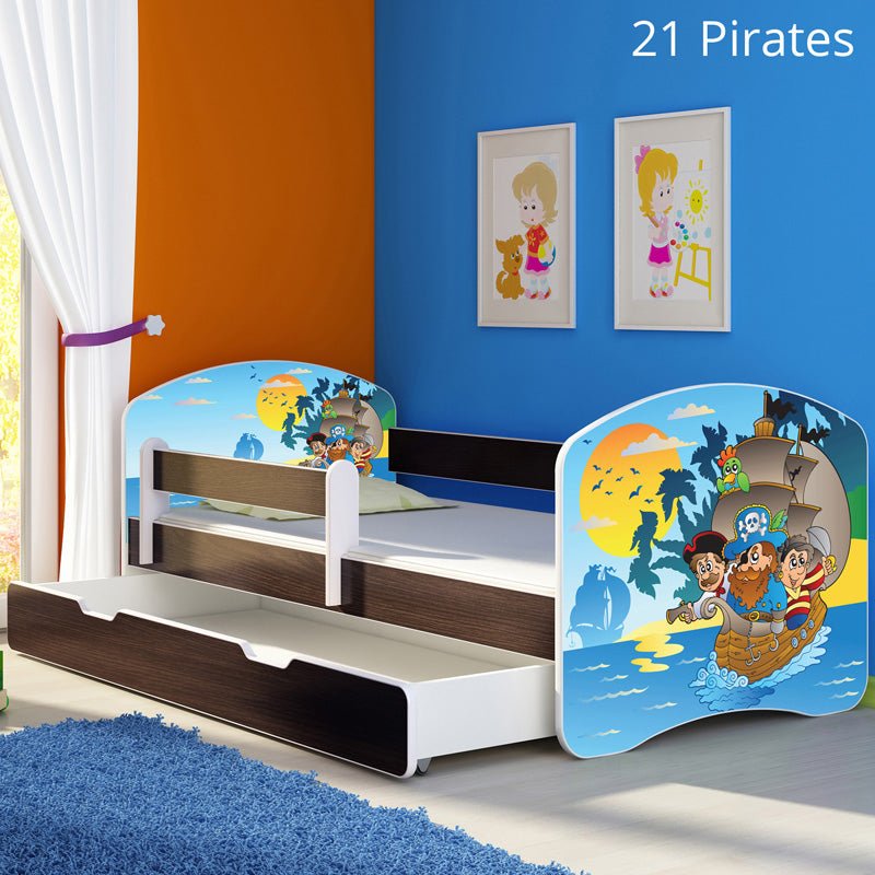 Dječji krevet ACMA s motivom, bočna wenge + ladica 180x80 cm 21 Pirates