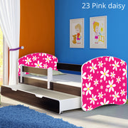 Dječji krevet ACMA s motivom, bočna wenge + ladica 140x70 cm 23 Pink Daisy