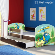 Dječji krevet ACMA s motivom, bočna wenge + ladica 140x70 cm 35 Helikopter