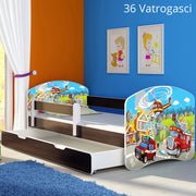 Dječji krevet ACMA s motivom, bočna wenge + ladica 180x80 cm 36 Vatrogasci