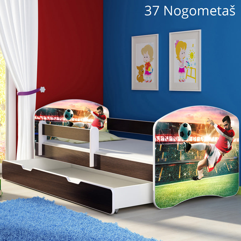 Dječji krevet ACMA s motivom, bočna wenge + ladica 180x80 cm 37 Nogometaš