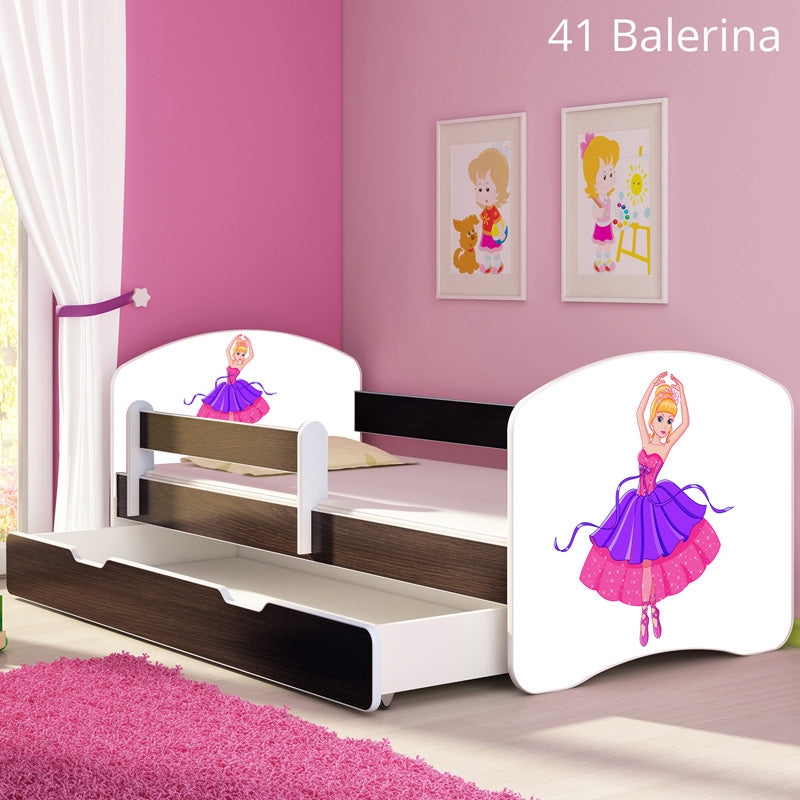 Dječji krevet ACMA s motivom, bočna wenge + ladica 180x80 cm 41 Balerina