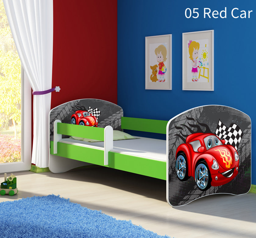 Dječji krevet ACMA s motivom, bočna zelena 140x70 cm 05 Red Car