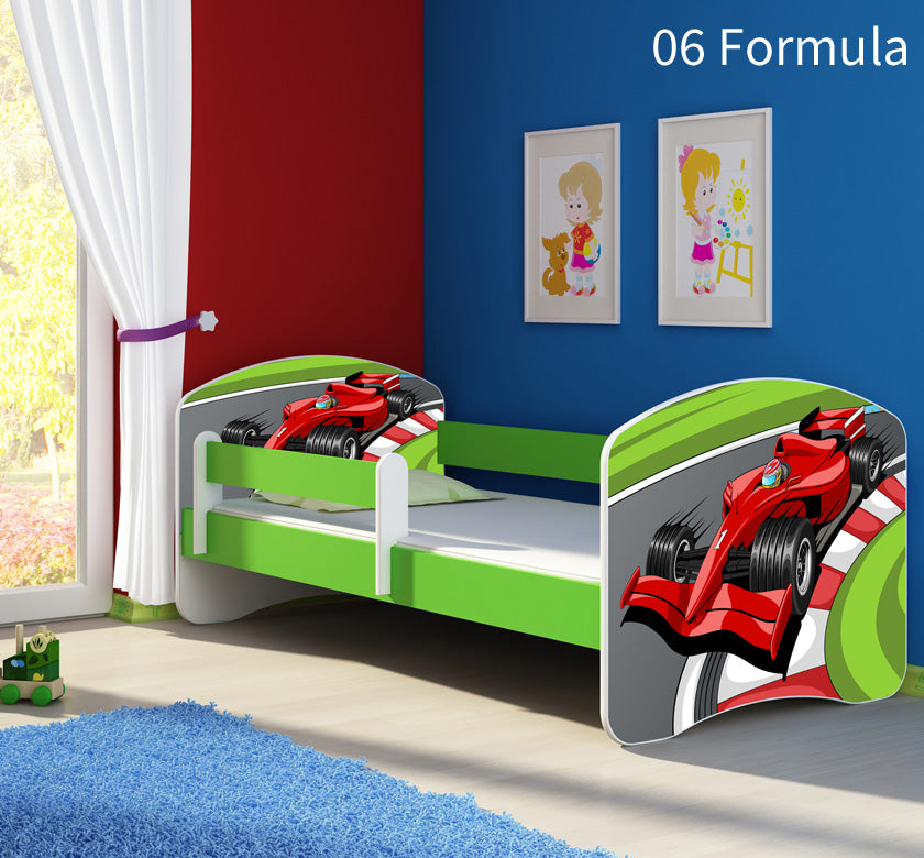 Dječji krevet ACMA s motivom, bočna zelena 140x70 cm 06 Formula 1