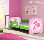 Dječji krevet ACMA s motivom, bočna zelena 160x80 cm 07 Pink Fairy