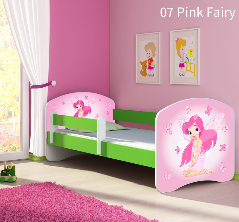 Dječji krevet ACMA s motivom, bočna zelena 160x80 cm 07 Pink Fairy
