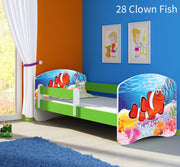 Dječji krevet ACMA s motivom, bočna zelena 180x80 cm 28 Clown Fish