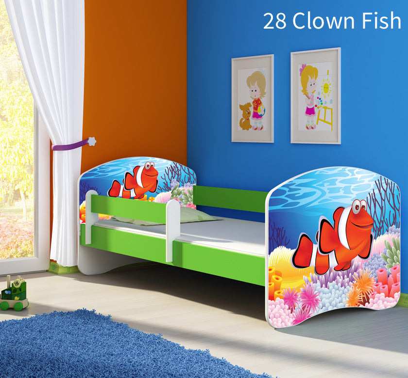 Dječji krevet ACMA s motivom, bočna zelena 180x80 cm 28 Clown Fish