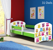 Dječji krevet ACMA s motivom, bočna zelena 160x80 cm 31 Owls
