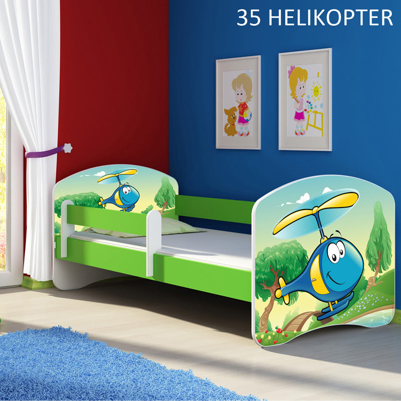 Dječji krevet ACMA s motivom, bočna zelena 160x80 cm 35 Helikopter