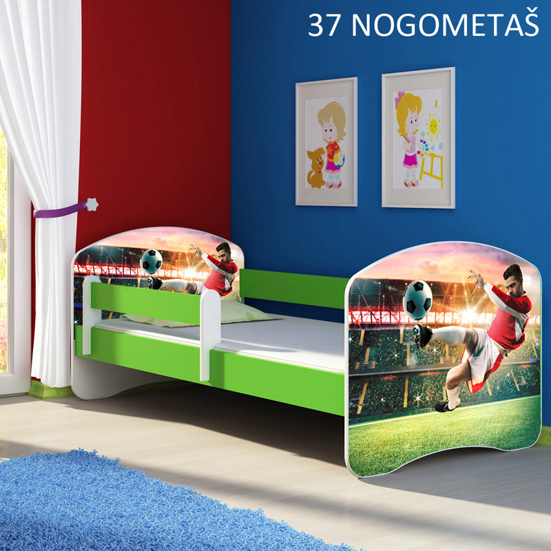 Dječji krevet ACMA s motivom, bočna zelena 160x80 cm 37 Nogometaš