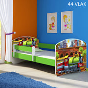 Dječji krevet ACMA s motivom, bočna zelena 160x80 cm 44 Vlak