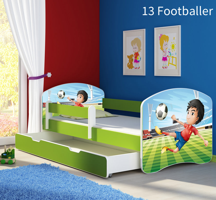 Dječji krevet ACMA s motivom, bočna zelena + ladica 160x80 cm 13 Footballer