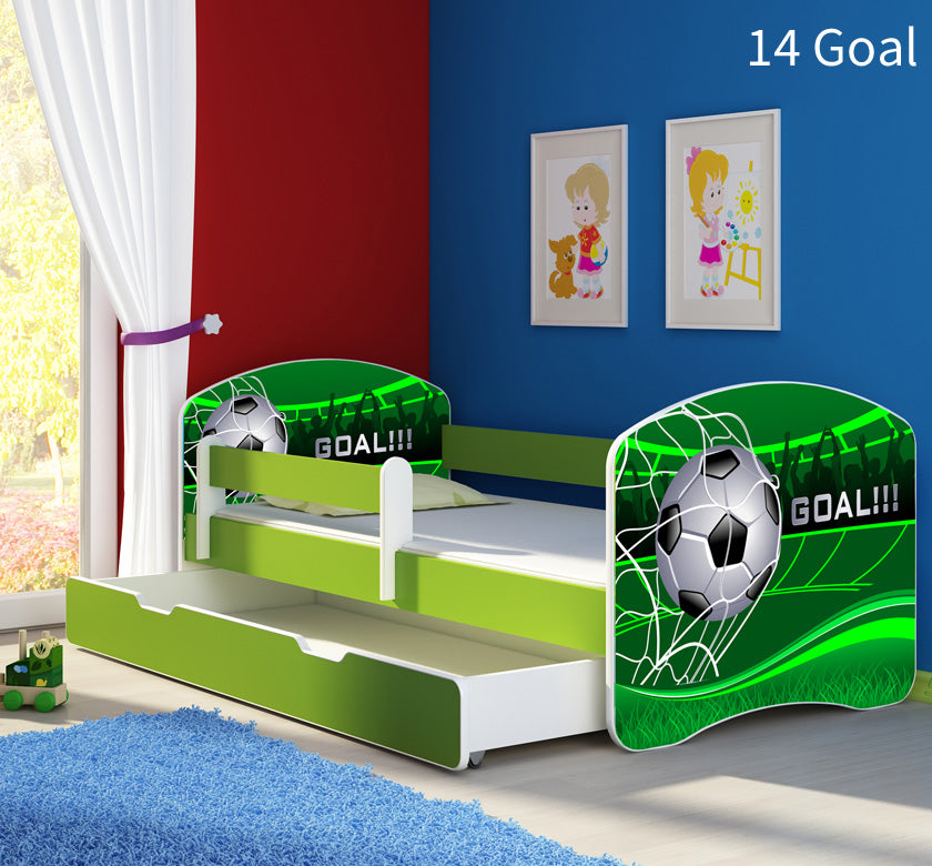 Dječji krevet ACMA s motivom, bočna zelena + ladica 160x80 cm 14 Goal