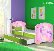 Dječji krevet ACMA s motivom, bočna zelena + ladica 180x80 cm 17 Pony