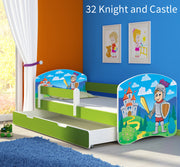 Dječji krevet ACMA s motivom, bočna zelena + ladica 180x80 cm 32 Knight