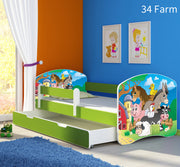 Dječji krevet ACMA s motivom, bočna zelena + ladica 160x80 cm 34 Farm