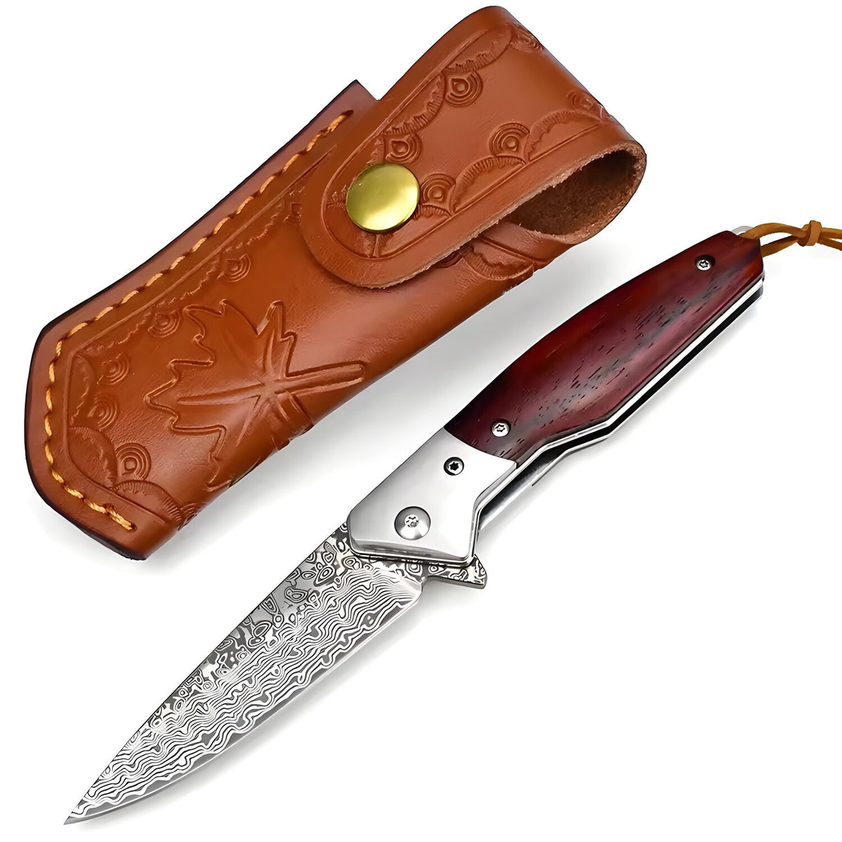 Damaskovski vanjski sklopivi nož DO-31675 - Smeđa KP31675