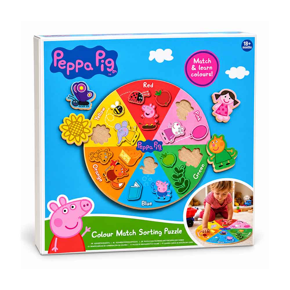 Drvena didaktička igra Peppa Pig – slaganje i učenje boja