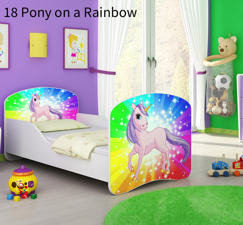 Dječji krevet ACMA s motivom 160x80 cm 18 Pony on a rainbow