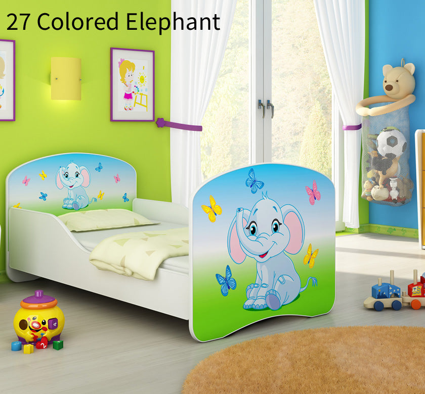 Dječji krevet ACMA s motivom 160x80 cm 27 Colored Elephant