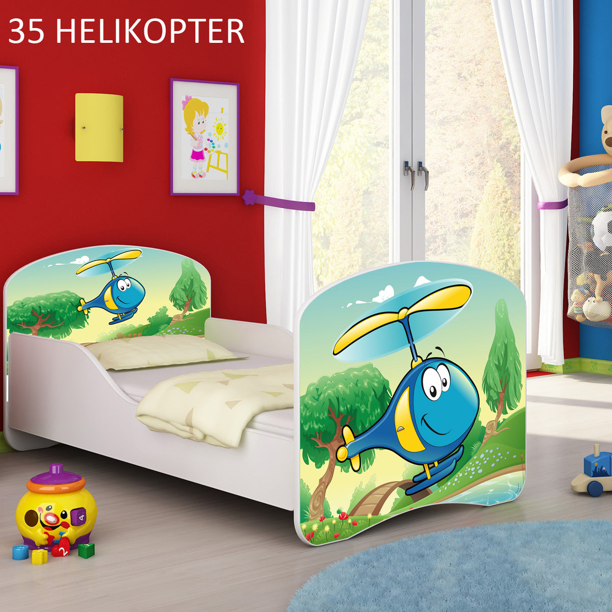 Dječji krevet ACMA s motivom 140x70 cm 35 Helikopter