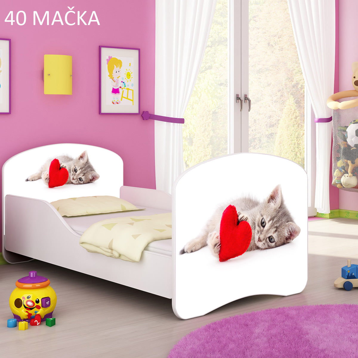 Dječji krevet ACMA s motivom 160x80 cm 40 Mačka