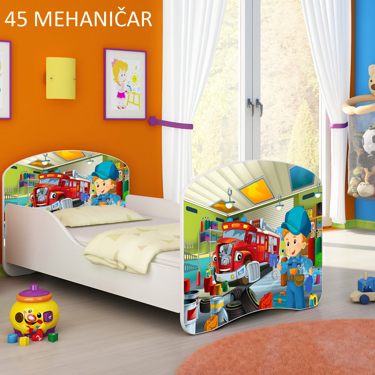 Dječji krevet ACMA s motivom 160x80 cm 45 Mehaničar